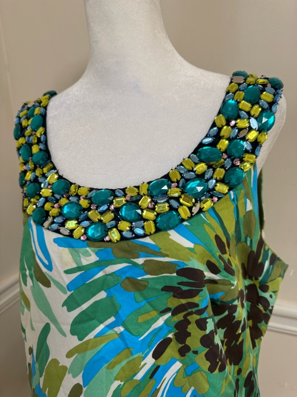 Rabbit Rabbit Rabbit Beaded Scoop-Neck Floral Coverup in Green Multi - Picture 3 of 7